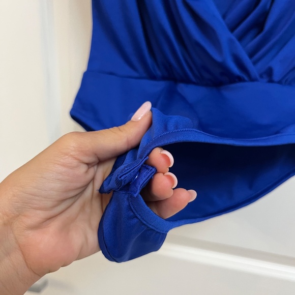 Royal Blue Deep V-Neck Bodysuit – Size S - Picture 4 of 9